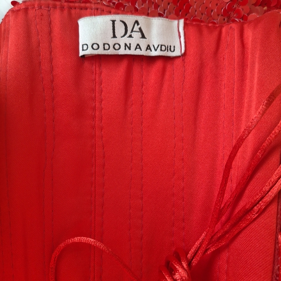 💋DADONA AVDIU Strapless Red Sequin Mermaid Gown💋 - Picture 2 of 15